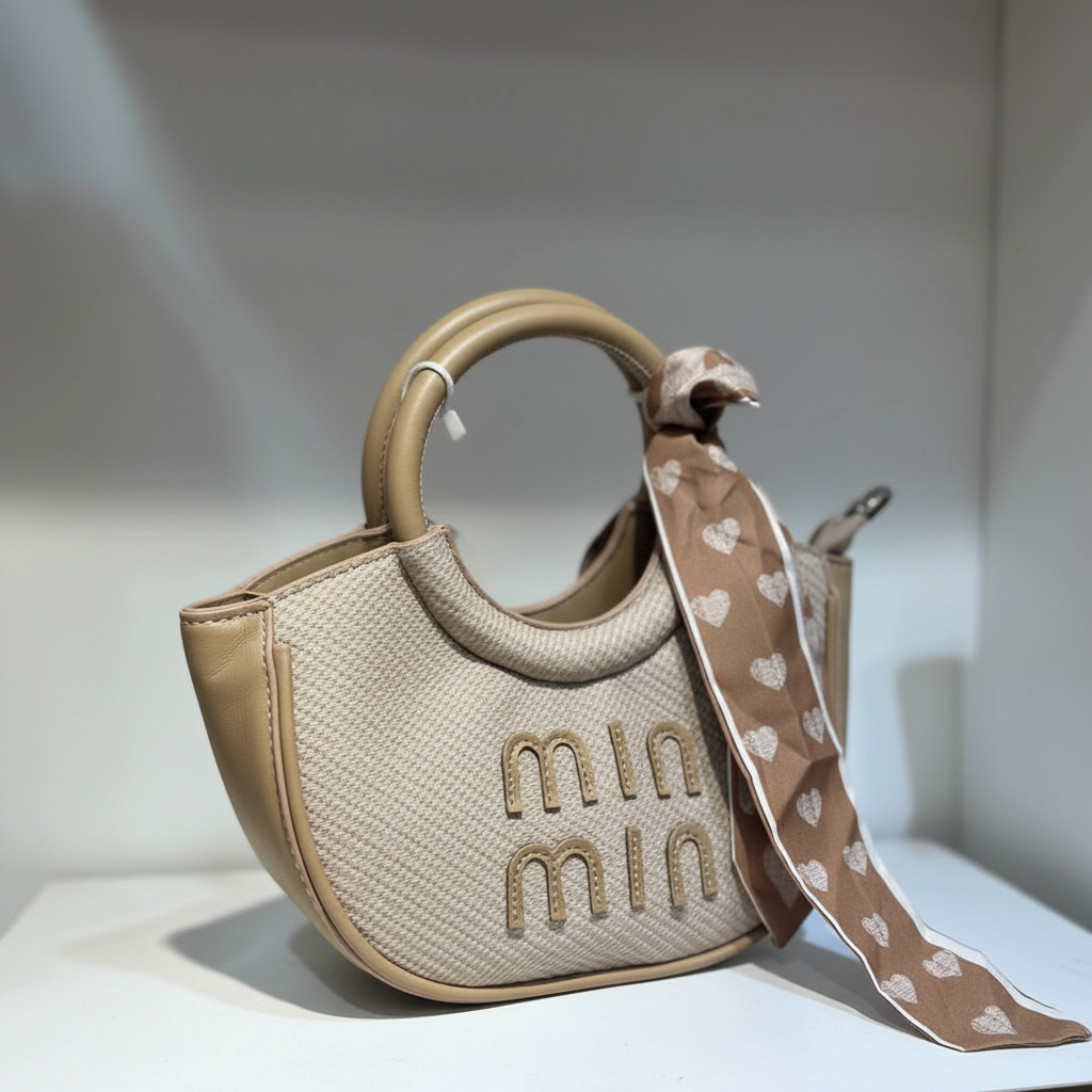Sac beige foulard cœurs