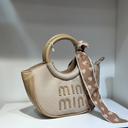 Sac beige foulard cœurs
