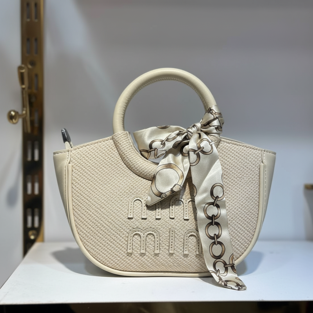 Sac beige foulard chaînes